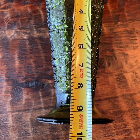 Vintage Olive Indiana Glass Harvest Footed Vase - Picture 7 of 7